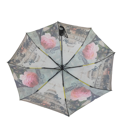 Metal Frame Fiberglass Ribs Foldable Umbrella Full Color Printing