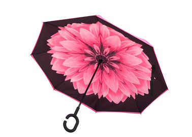 Pink Women Classic C Shaped Handle Umbrella Umbrella For Rain Shine Weather