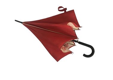 Red Pongee Wind Resistant Golf Umbrella With Inside Full Panel Printing