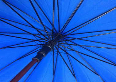 Wind Resistant J Shape Blue Golf Umbrella , Raines Umbrella Wooden Handle