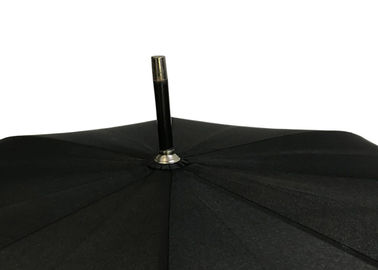 Black J Stick Wooden Handle Umbrella Polyester Fabric Lightweight Anti Uv