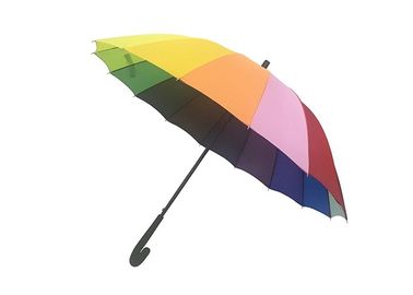 16 Ribs Rainbow Color Promotional Golf Umbrellas Stronger Metal Frame