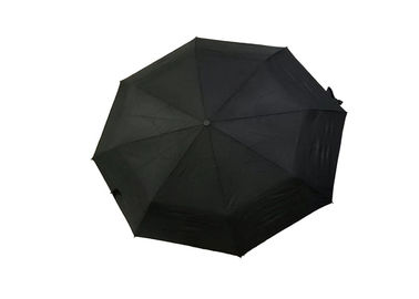 Black Strong Foldable Travel Umbrella Double Layer For Windy Weather
