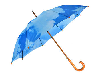 Wooden Frame Promotional Golf Umbrellas Digital Printing 23 Inches Auto Open