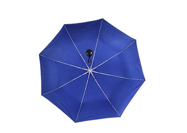 Customized Blue Foldable Umbrella Super Light Pongee Fabric Aluminum Frame