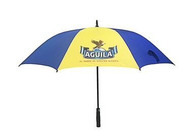 Fiberglass Frame Blue Yellow Promotional Golf Umbrellas With EVA Foam Handle