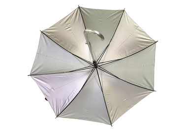 Colorful Straight Aluminum Umbrella Silver Glue Coating Auto Open J Shape Handle