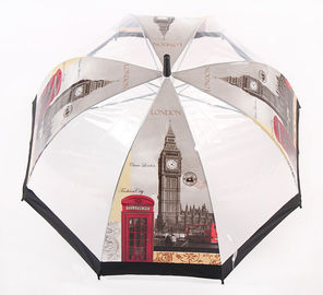 Visible Automatic Transparent Rain Umbrella Straight Bending Handle Dome Shape