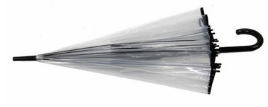 Unisex Long Handle Transparent Rain Umbrella 16K POE Full Black Metal Frame