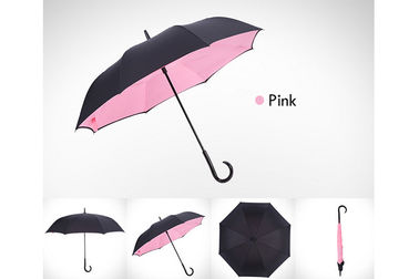 Flower Design Folding Upside Down Umbrella For Car Reverse Plastic J Handle