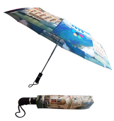 Waterproof Metal Ribs 8mm Shaft 3 Fold Automatic Umbrella