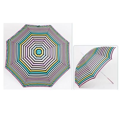 Colorful Stripe Waterproof Pongee Compact Golf Umbrella 27&quot;*8K