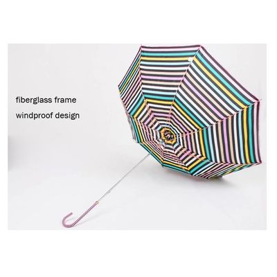 Colorful Stripe Waterproof Pongee Compact Golf Umbrella 27&quot;*8K