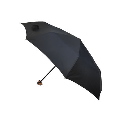 8 Ribs Manual 3 Folding Umbrella With Wooden Handle