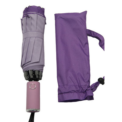 BSCI Approved Three Folding Umbrella Purple Color Waterproof Auto Open Close