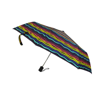 21in Rainbow Windproof 3 Folding Umbrella For Travel