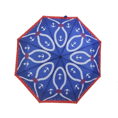 Custom Pongee Auto Open Windproof 3 Folding Umbrella For Ladies