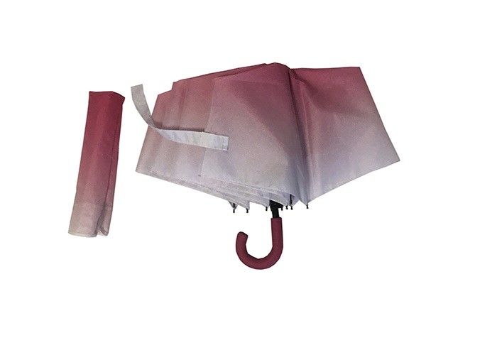 3 Folds Manual Open J Handle Umbrella With Heat Transfer Printing