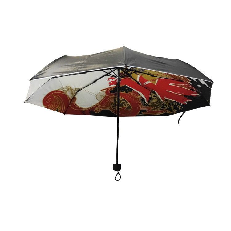 Black Coating 95cm Sightseeing 3 Fold Umbrella