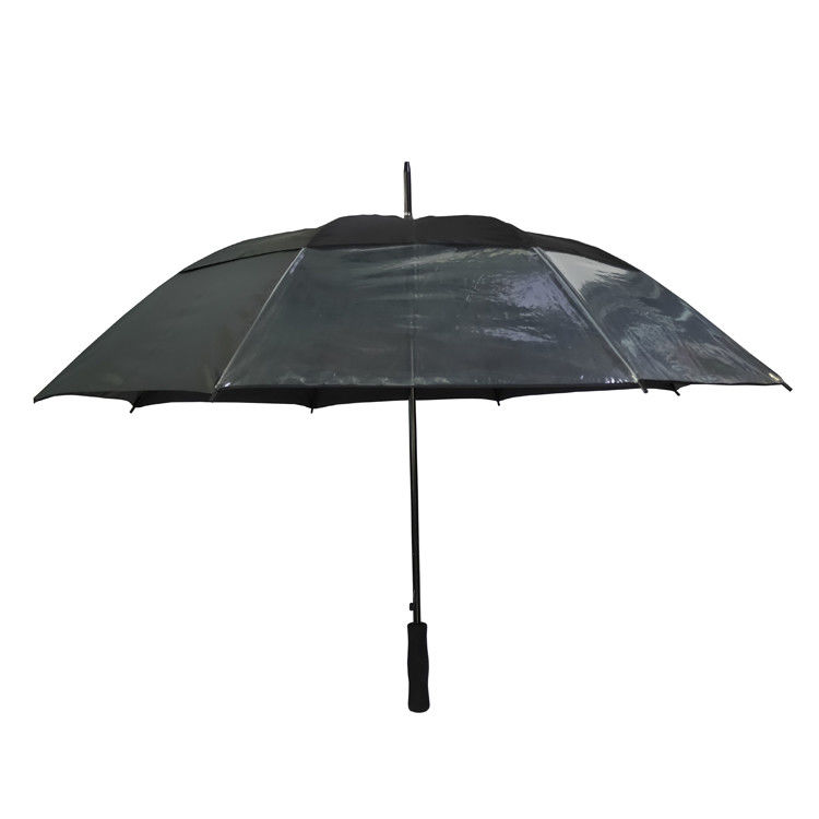 Auto Open Pongee 190T Windproof Golf Umbrellas With Transparent Panel
