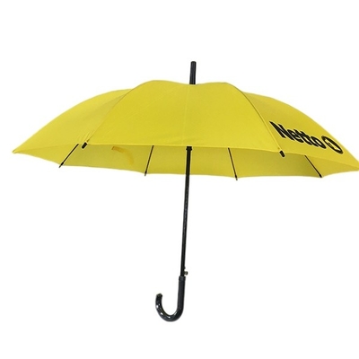 Yellow Fiberglass Frame Umbrella Automatic 50 Inches With Printing