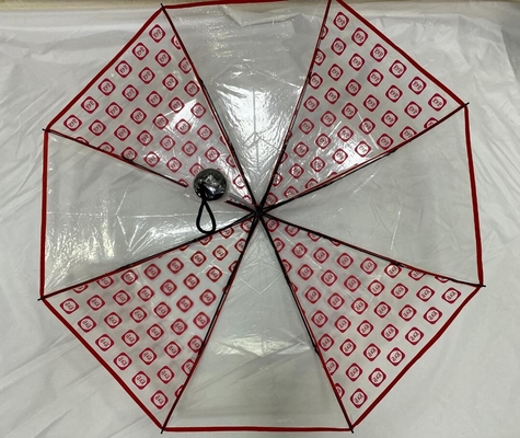 21 Inches Transparent Folding Umbrella Manual Open Metal Frame