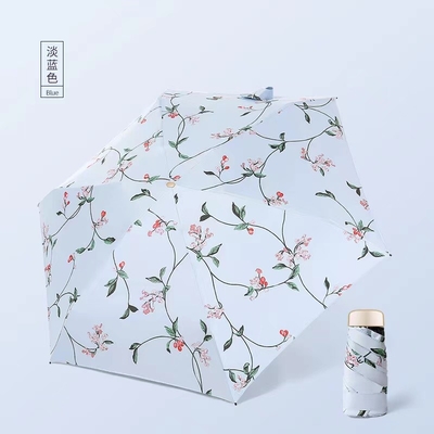 Super Mini 19 Inch 5 Fold Umbrella Ultralow Light Sunblock UV Pocket Mini Umbrella