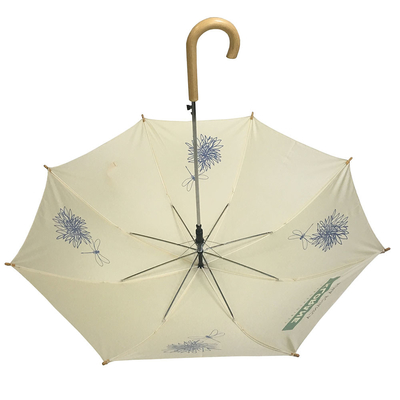 Fiberglass Ribs Metal Frame Auto Open Stick Umbrella Wooden Handle Umbrella