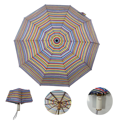 21 Inches Travel Auto Open And Close Umbrellas With Golden Frame