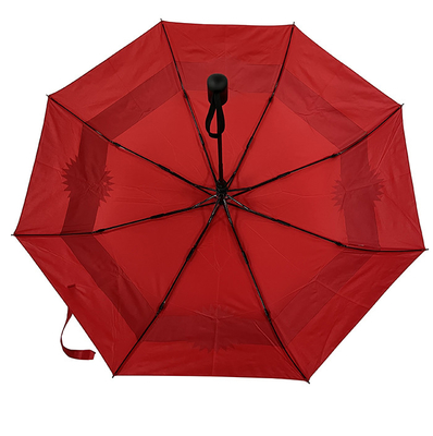 Pongee Red Automatic Travel Umbrella With 8 Panel Logo Promotion Ladies Umbrella
