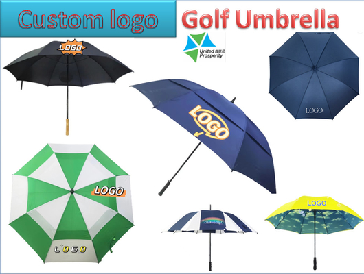 Customized Logo Windproof Fiberglass Golf Umbrella Double Canopy