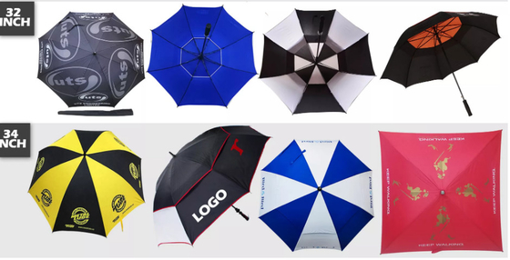 Customized Logo Windproof Fiberglass Golf Umbrella Double Canopy