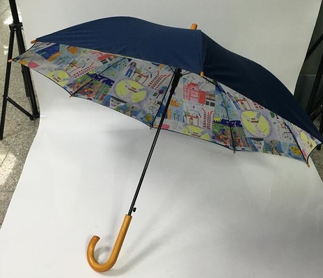 Metal Shaft Auto Open Wooden Umbrella With Two Layers