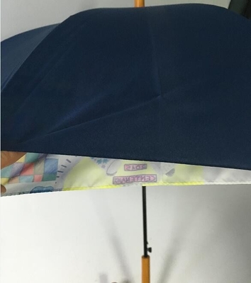 Metal Shaft Auto Open Wooden Umbrella With Two Layers