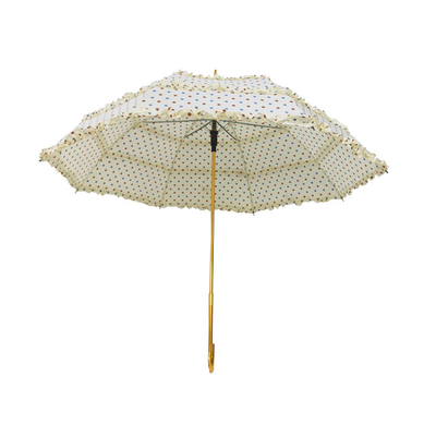 Fashion Design Ladies Umbrella With Lace Golden Frame