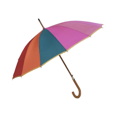 16 Colors Rainbow Umbrella Wooden Shaft Wooden Handle