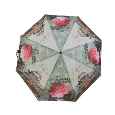 Metal Frame Fiberglass Ribs Foldable Umbrella Full Color Printing