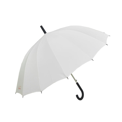 16 Ribs Auto Open Umbrella White Color Stick Long Umbrella