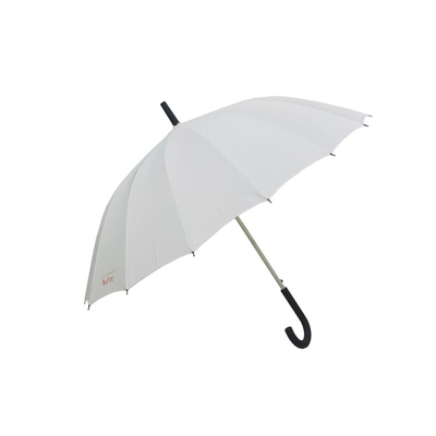 16 Ribs Auto Open Umbrella White Color Stick Long Umbrella