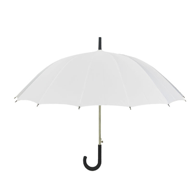 16 Ribs Auto Open Umbrella White Color Stick Long Umbrella