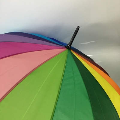 16 Colors Rainbow Umbrella Metal Shaft Wooden Handle Pongee Cover