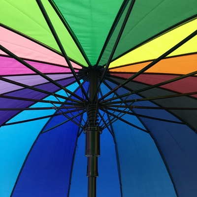 8 Ribbed Waterproof Pongee Rainbow Colour Round Golf Umbrella