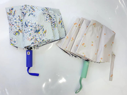 UPF 50 Auto Open / Close Pongee UV Beach Umbrella 23 Inches 12ribs Strong Windproof