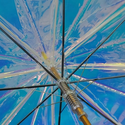 Auto Open Clear Umbrella Romantic Dream Beautiful Color Aurora Transparent Umbrella