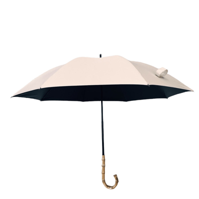 260g Bamboo Handle Stick Umbrella With Black UV Coating And Fiberglass Shafts