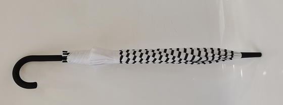 23 Inches  8 Fiberglass Ribs Auto Open Stick Umbrella With J Shape Rubber Coated Plastic Handle