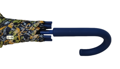 23 Inches  8 Fiberglass Ribs Hands-free Stick Umbrella With J Shape Rubber Coated Plastic Handle