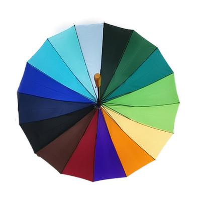 30 Inches Chromatic mens Golf Umbrella Metal Shaft Wooden Handled With Heat-Transfer Printing