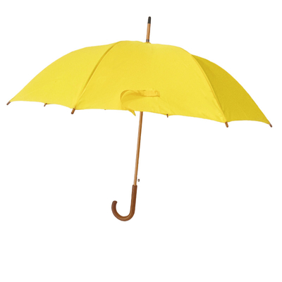 high quality 23 Inches Windproof Auto Open Stick Umbrella With Wooden Shaft And Fiberglass
