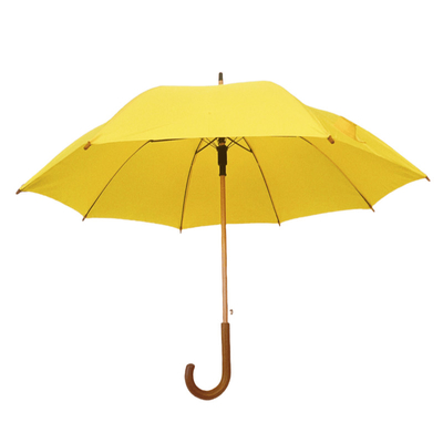 high quality 23 Inches Windproof Auto Open Stick Umbrella With Wooden Shaft And Fiberglass